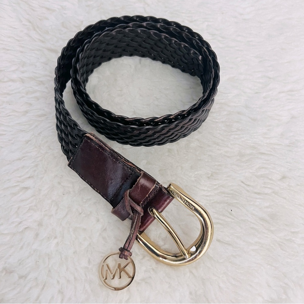 Michael Kors weave Dark Brown Leather Women’s Belt M
